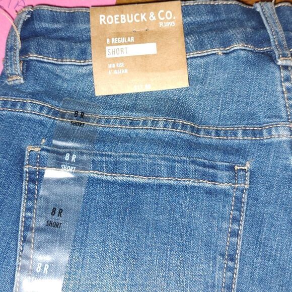 Roebuck & Co dark denim jean rough hem short shorts Sz 8 NWT Mid Rise - Picture 4 of 5